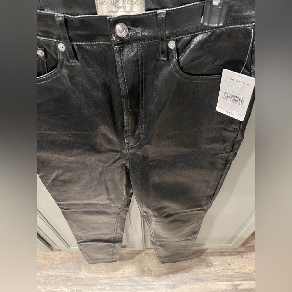 NWT Free People Black Phoenix Coated Skinny - Picture 4 of 8